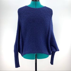 Ruby Moon NWOT Slub Knit Blue Cotton Dolman Sleeve Sweater, XS